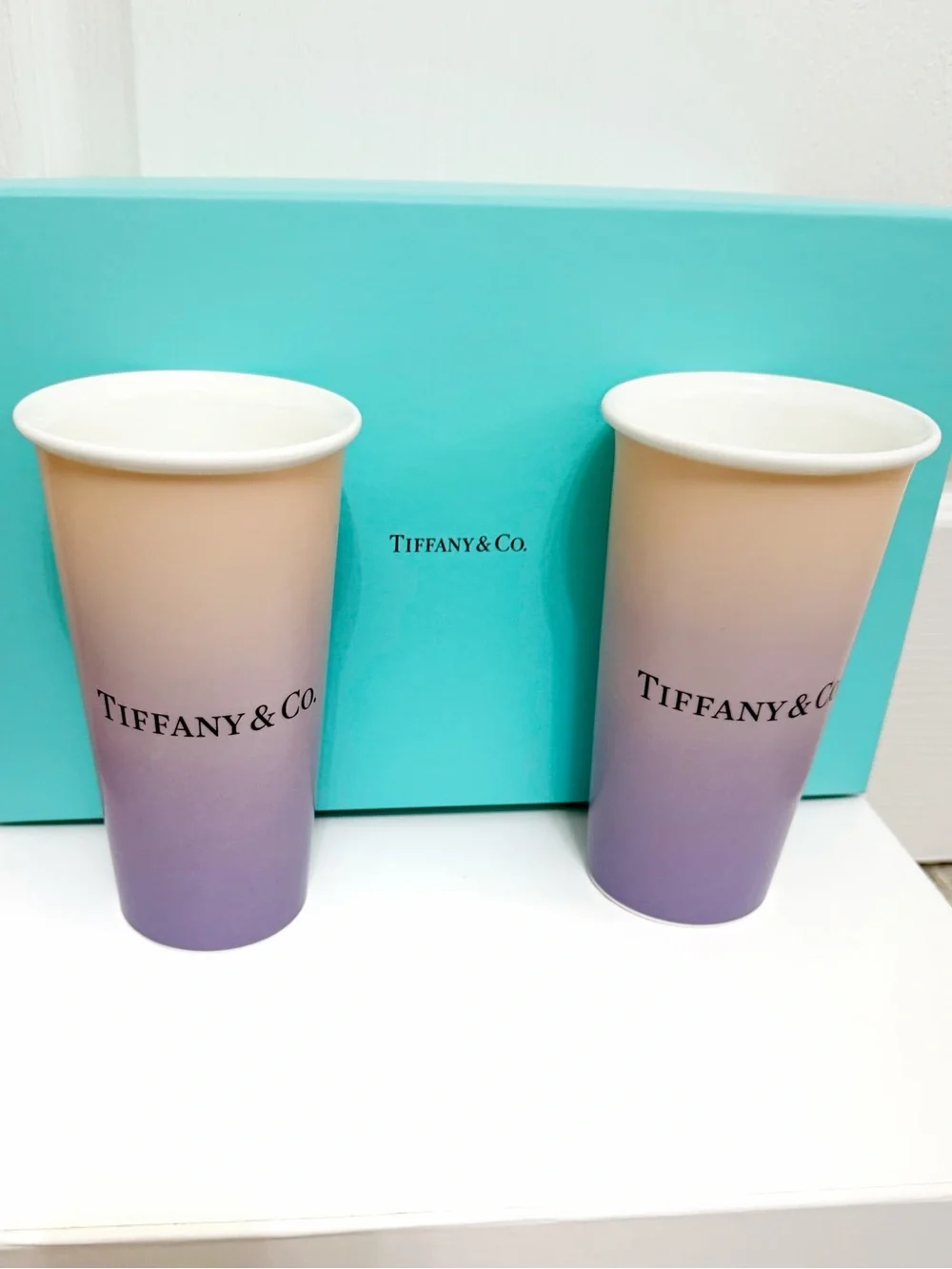 Tiffany & Co. Large Coffee Cups in Infinity Morganite Bone China
